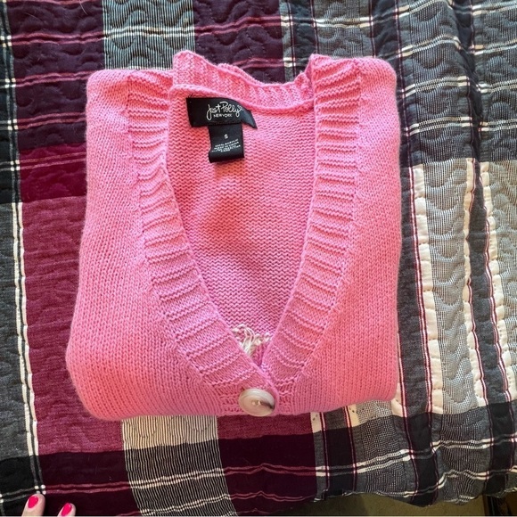 Just Polly Oversized Pink and White Daisy Floral Cardigan Women’s Size S - Picture 7 of 10